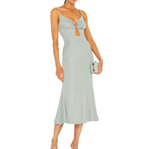 Josette Dress in Metallic Seafoam Revolve - Picture 4 of 5